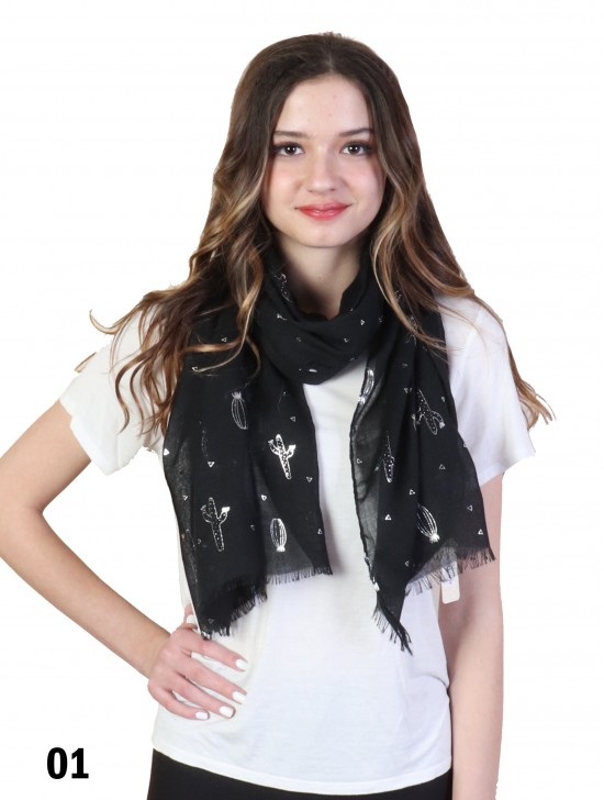 Foil Cactus Print Scarf